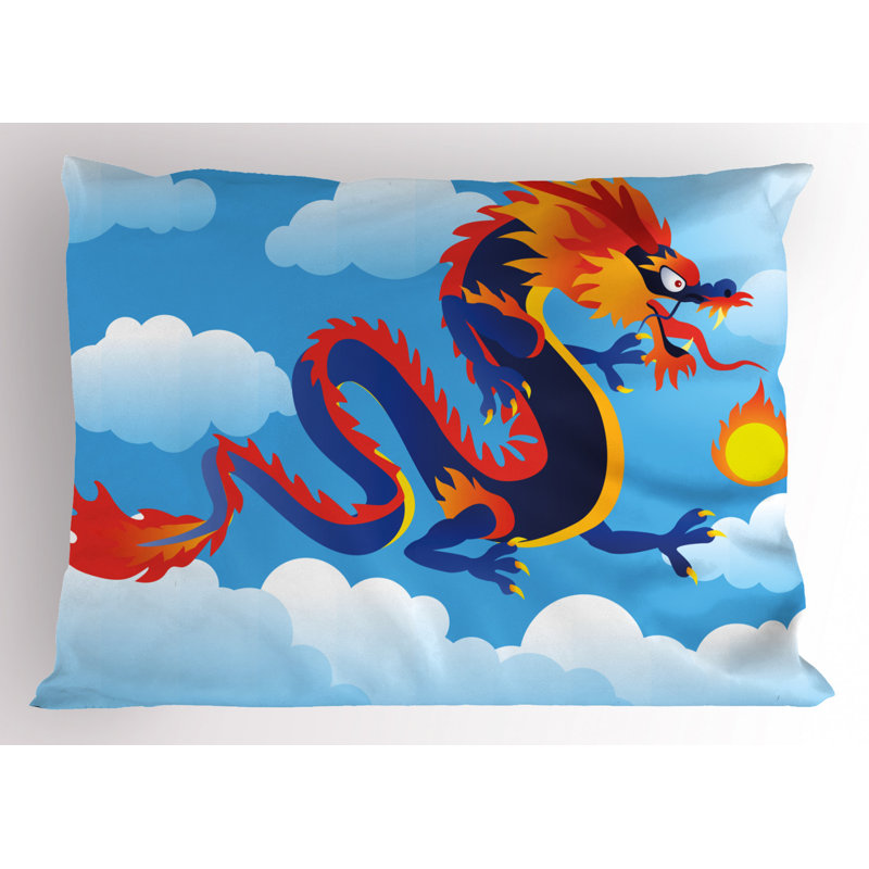 Taie décorative en microfibre de polyester bleu / orange, Très grand lit