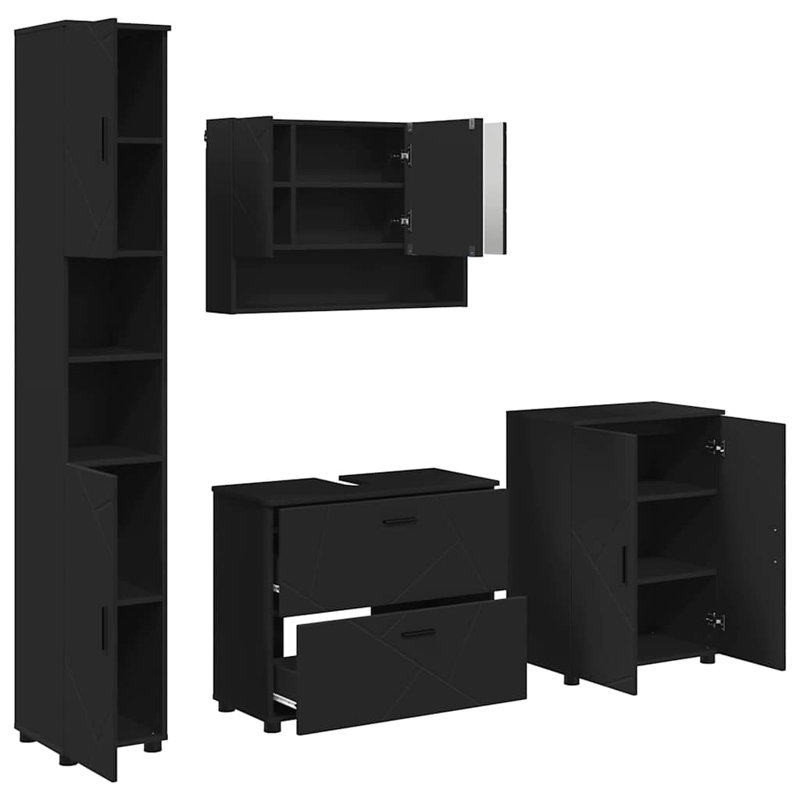 Bathroom Storage Furniture Set, Black