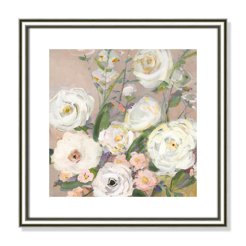 «Naïve Garden II» par Sally Swatland - reproduction d'art, H 18,25 po x l 18,25 po x P 0,88 po, Papier avec cadre argenté