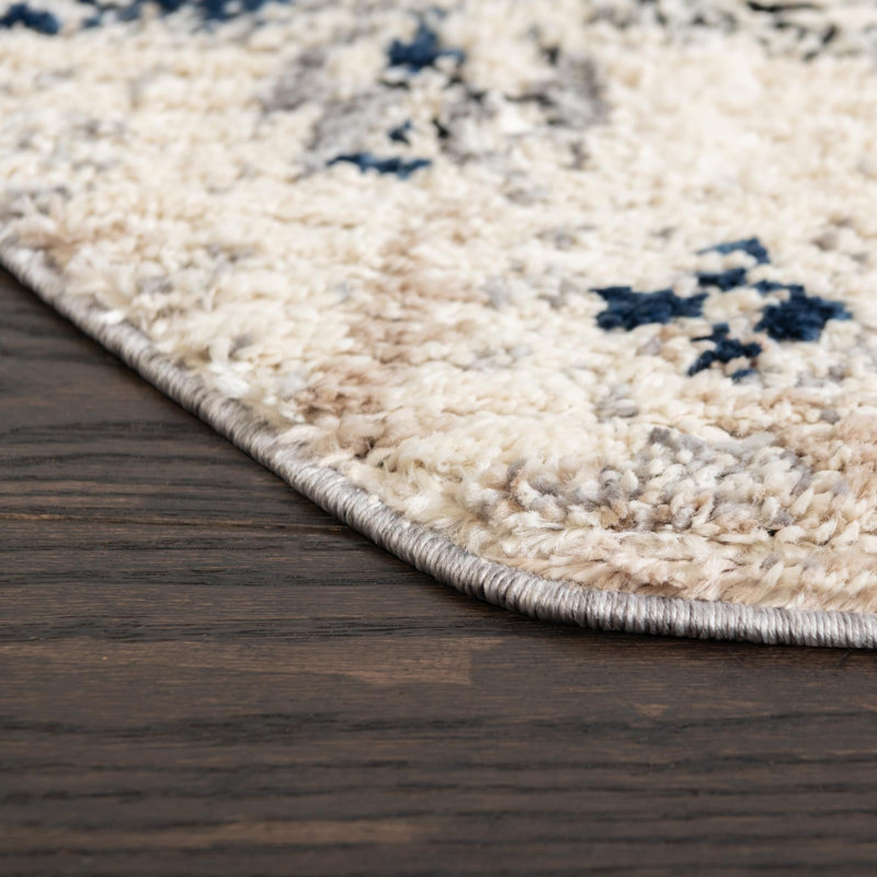 Tapis ivoire à motif géométrique Tucson, Octogone 7 pi x 7 pi