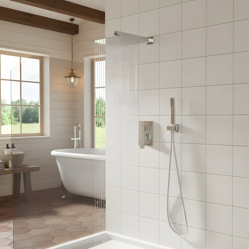 12 Inch Wall Mounted Dual Shower Head Shower Set, Chrome