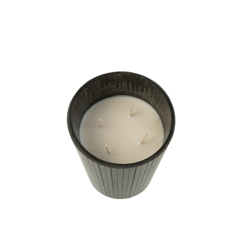Unscented Designer Candle with Metal Holder, 18.50cm H x 15.50cm W x 15.50cm D, Black