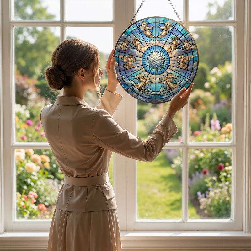 Vitrail de jardin en verre coloré 12 "H Angel, H 12 po x l 12 po