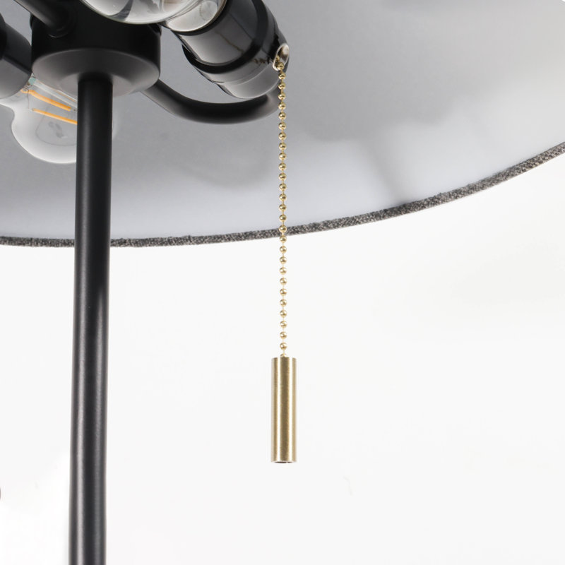 2-Light Rubber Wood Floor Lamp with Linen Shade