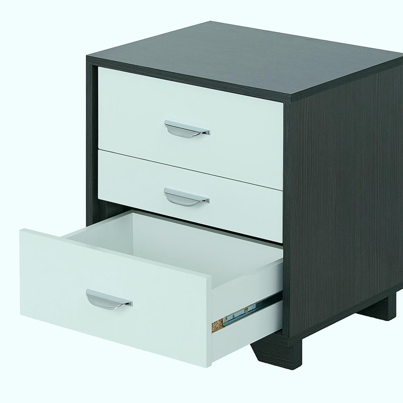 Black and white three-drawer rectangular decorative table, White/Black