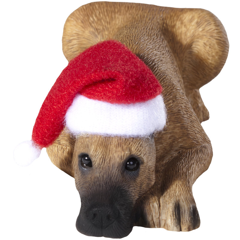 Fawn Great Dane Christmas Ornament with Santa Hat