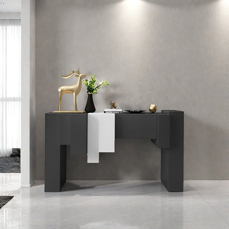 Console Modern Minimalist Art Design, Blanc / noir, H 35,43 po x l 47,24 po x P 15,75 po
