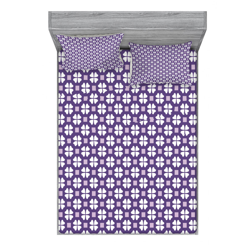 Microfiber Geometric Sheet Set, Queen Sheet Set + Fitted Sheet + 2 Pillowcases