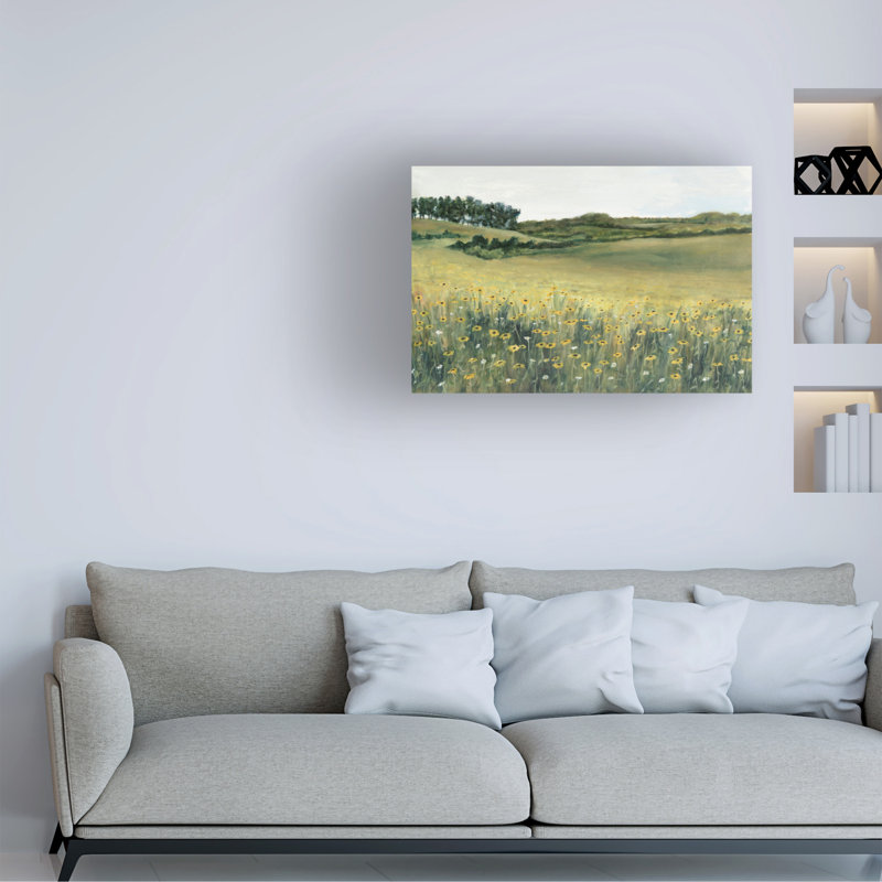 Pré jaune sur toile, H 16 po x l 24 po x P 2 po