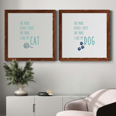Ensemble d'art textuel sur toile The More I Like My Cat - 2 pièces