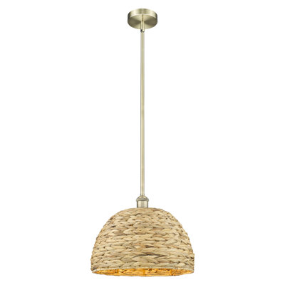 Edison - Rotin tissé - Mini-luminaire suspendu avec tige 16 po 1 lumière