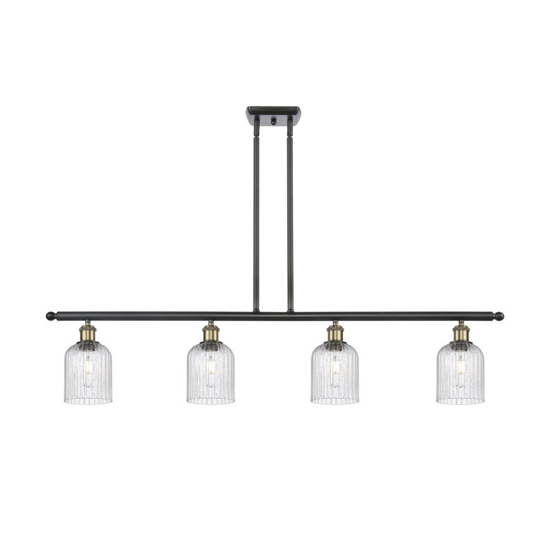 Luminaire suspendu pour îlot de cuisine 4 lumières Fiennes, Laiton antique noir, Grainé