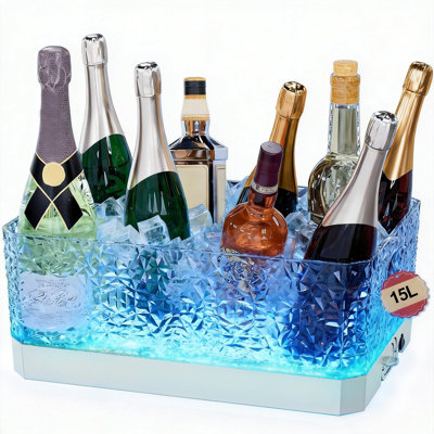 Seau à glace, cuve à boisson pour champagne, bière, vin, bar à cocktails, articles de fête, lumière DEL allumée (blanc)