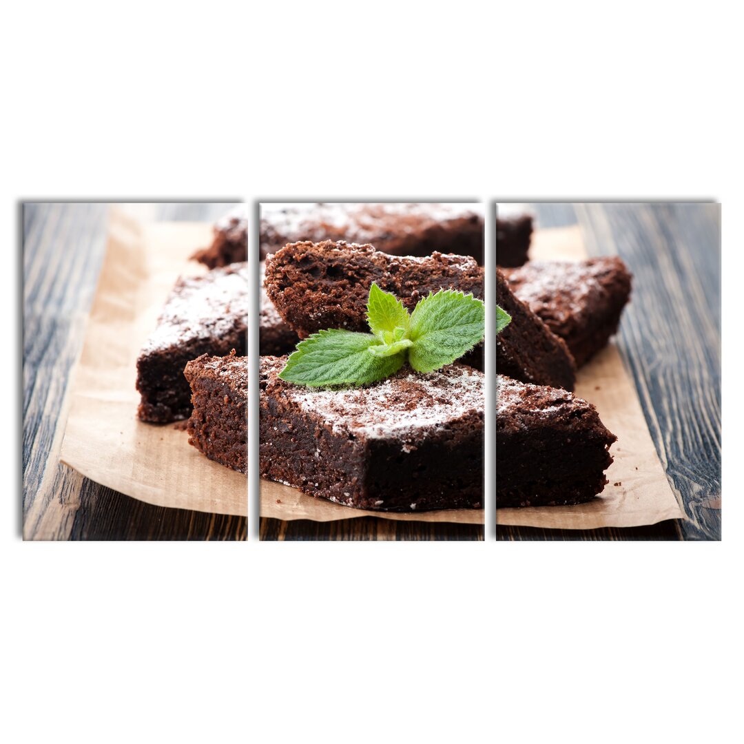 3-tlg. Leinwandbilder-Set Schokobrownies