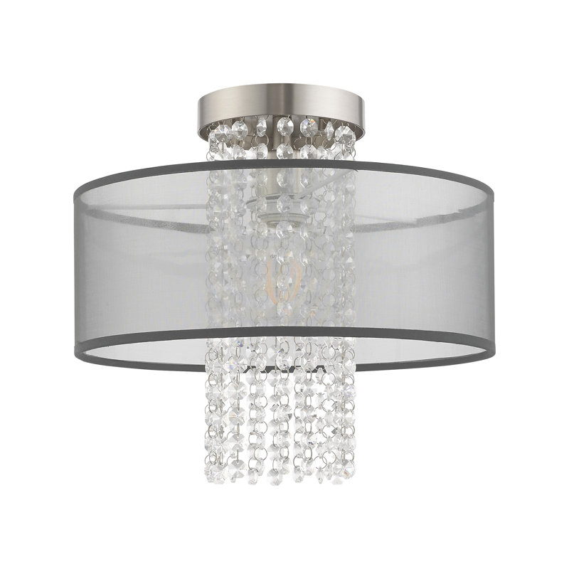 Plafonnier semi-encastré 1 lumière Haney, H 12 po x l 13 po x p 13 po, Noir translucide