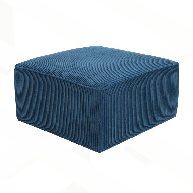 Orrey Upholstered Ottoman, Navy Blue Corduroy, 16.25" H x 30.25" W x 30.25" D