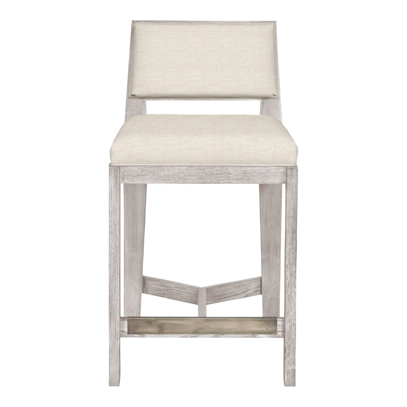 Scoville By Thom Filicia Upholstered Stool with Solid Wood Frame, Dove Gray, Tommy Flax