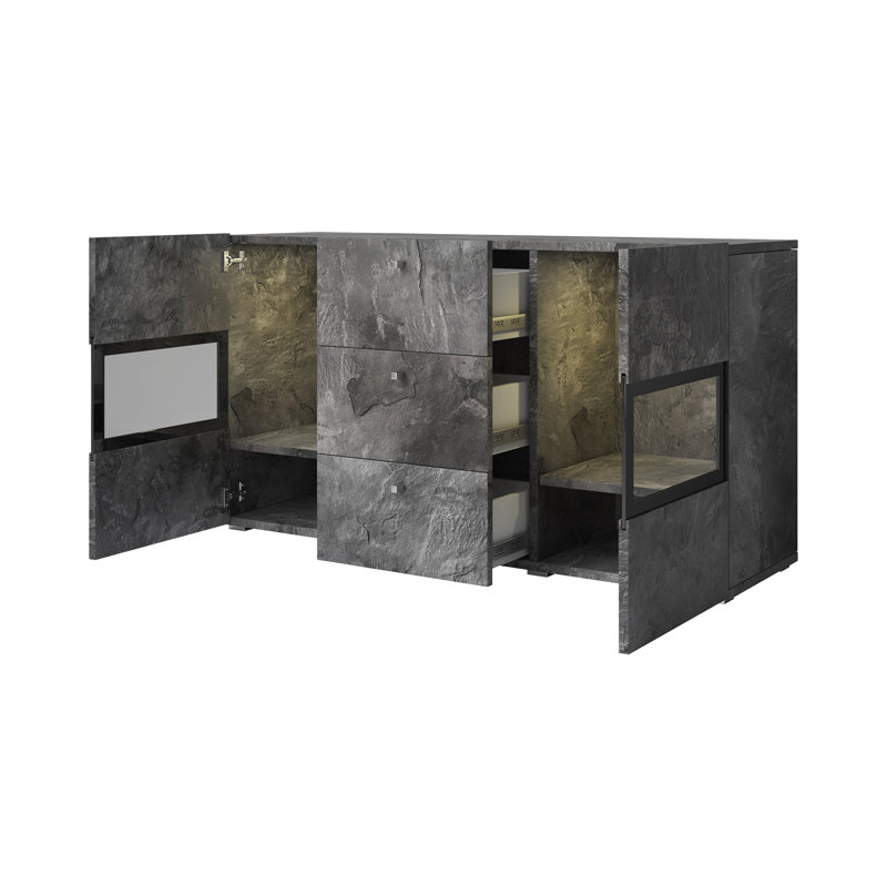 Lamotte 132 Cm Wide Sideboard, Dark Grey Marble