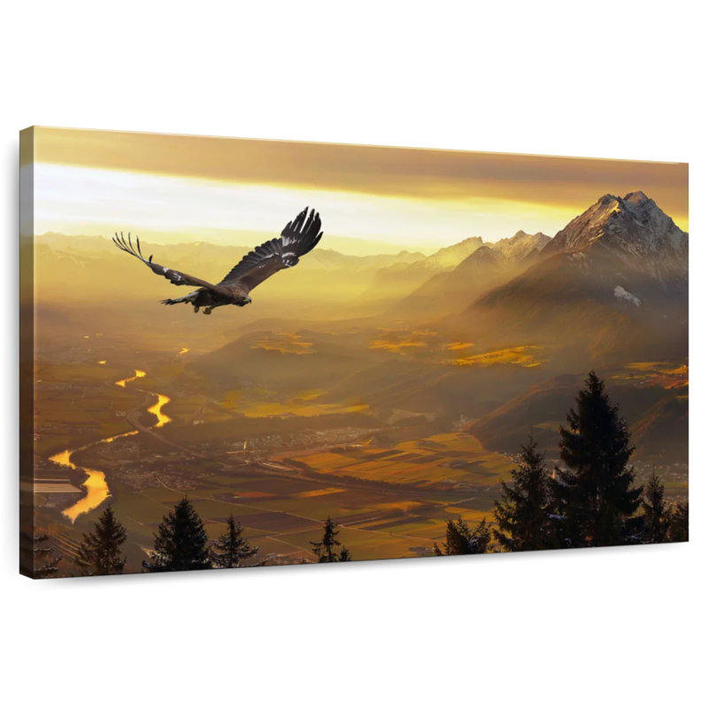 Golden Eagle At Sunset, 8" H x 12" W