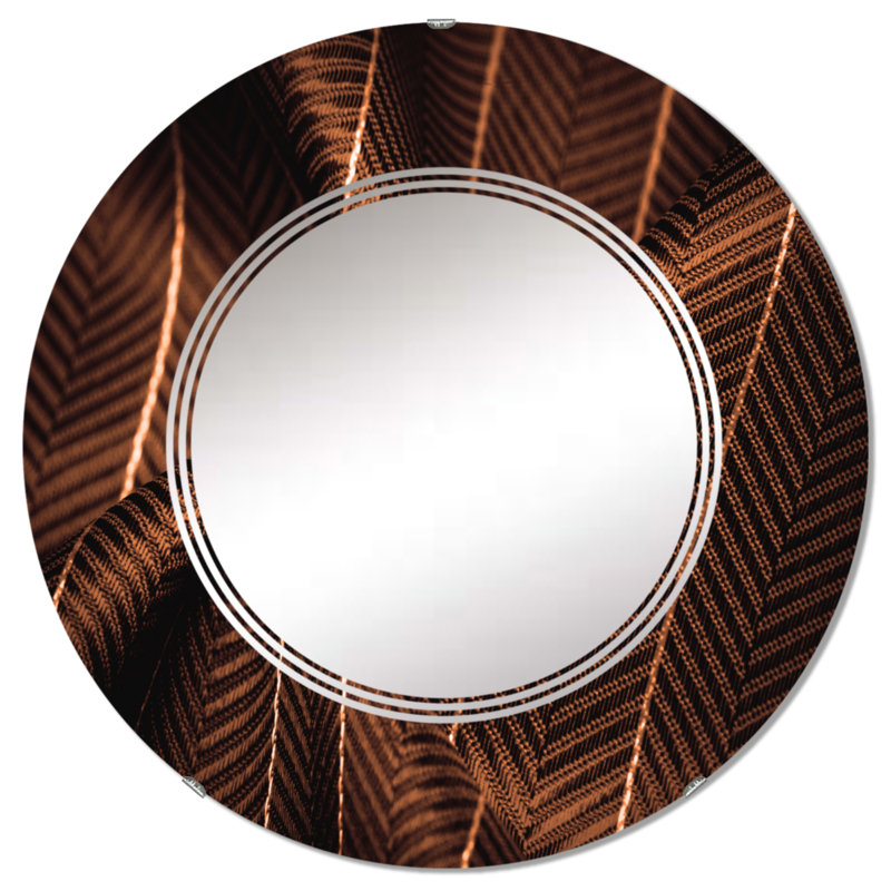 Miroir mural rond en tissu Noble Green Silk, 24 po x 24 po