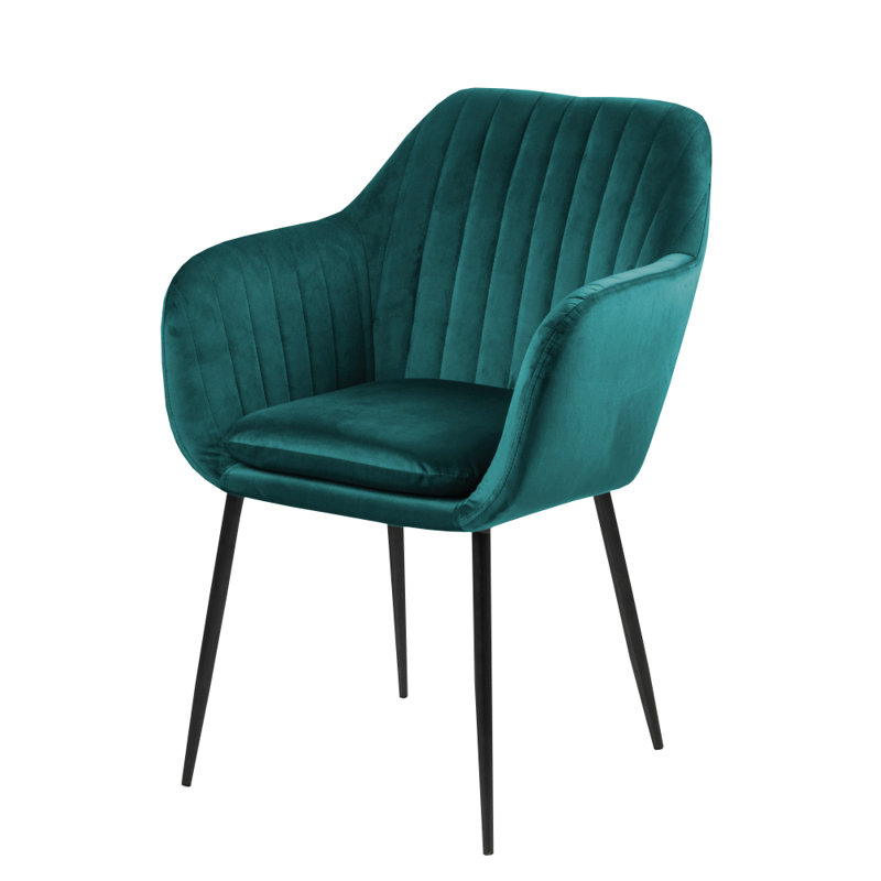 Saster 101.6cm H Tufted Velvet Upholstered Metal Armchair, Emerald Green