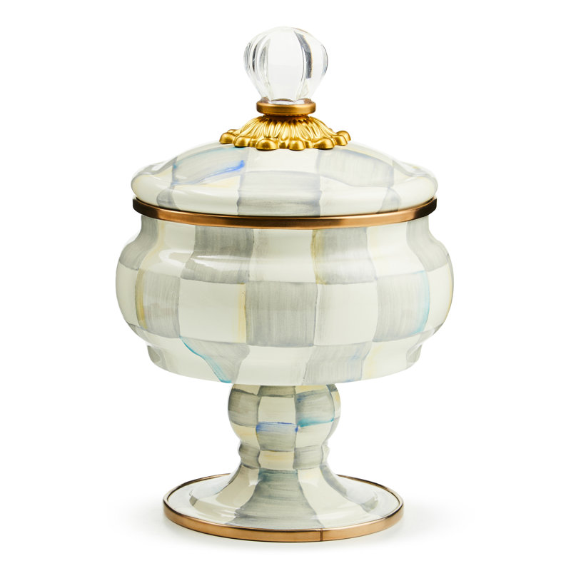 Rosy Check Curiosity Pot, Gray/White