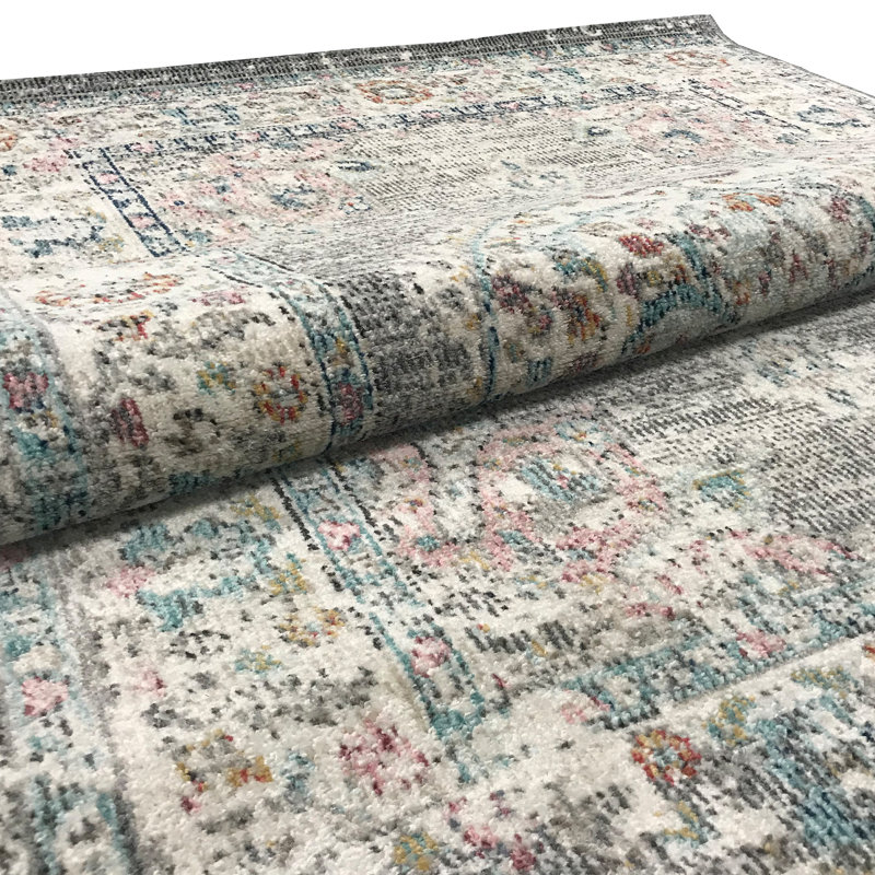 Kemp Indoor Outdoor Rug Grey Classic Design, Rectangle 80 x 150cm