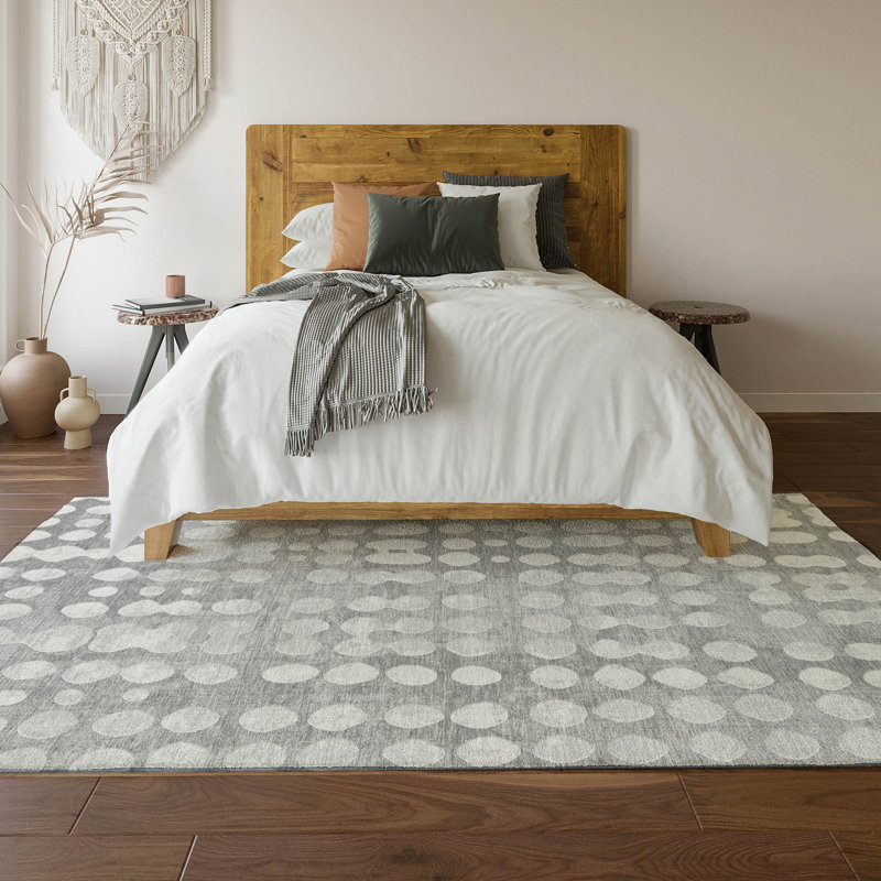 Tapis gris Prisco lavable à la machine de qualité supérieure, Rectangle 5 pi x 7 pi 6 po
