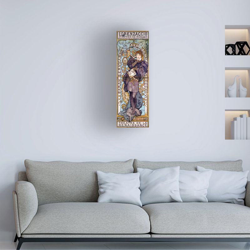 Reproduction d'art sur toile d'Alphonse Marie Mucha Lorenzaccio avec Sarah Bernhardt, Paris, 1896, H 47 po x l 16 po