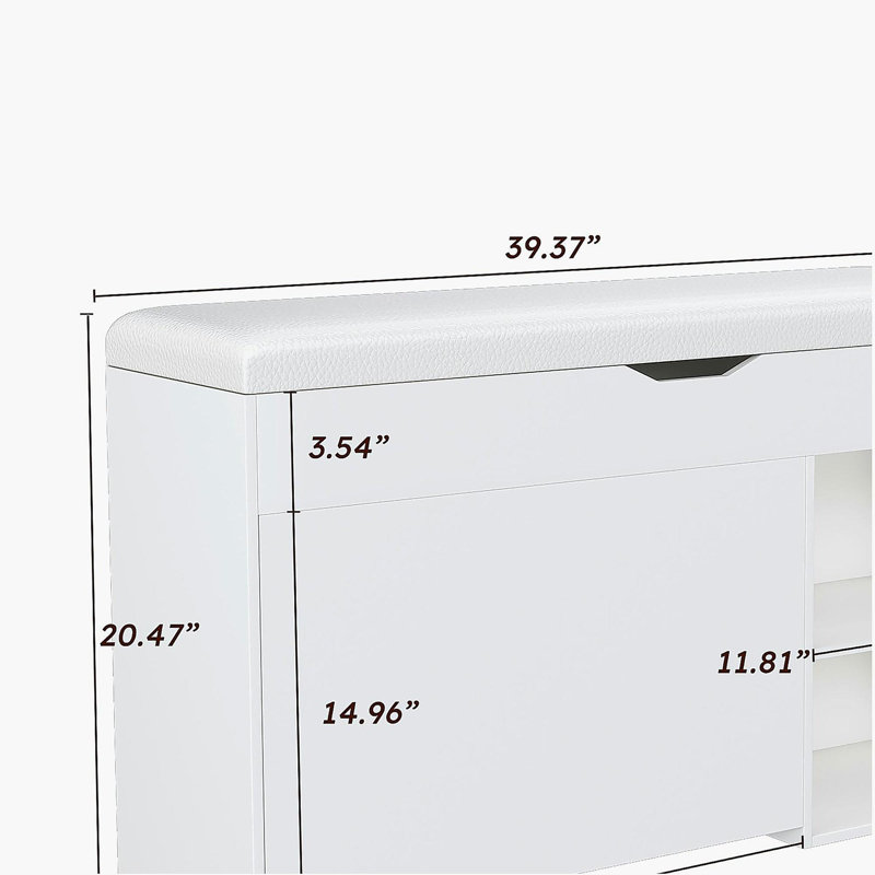 Entryway Bench with Shoe Storage, Adjustable 3-Tier Flip-Up Drawers & Hidden Cabinet, Triple Storage and Modern Design Shoe Organizer