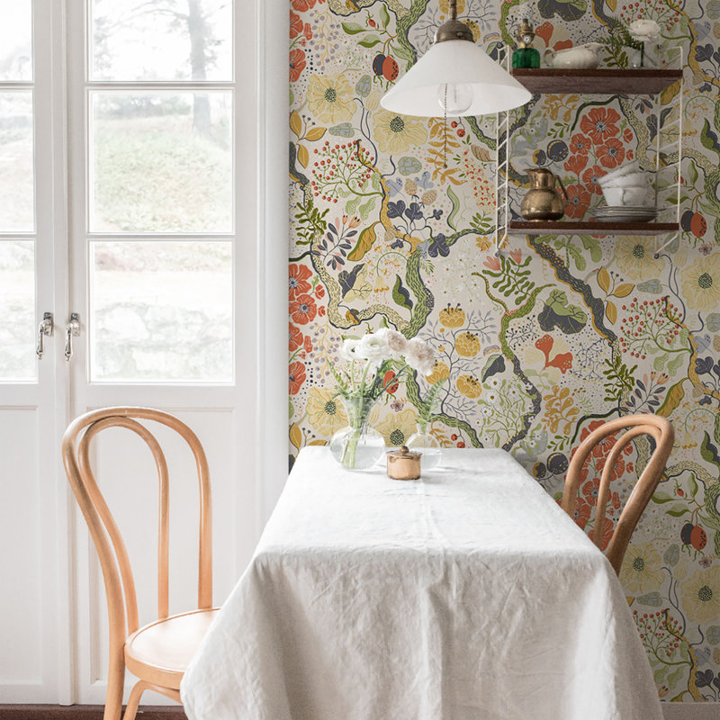 Cahterine 10.05m x 53cm Wallpaper Roll, White/Yellow
