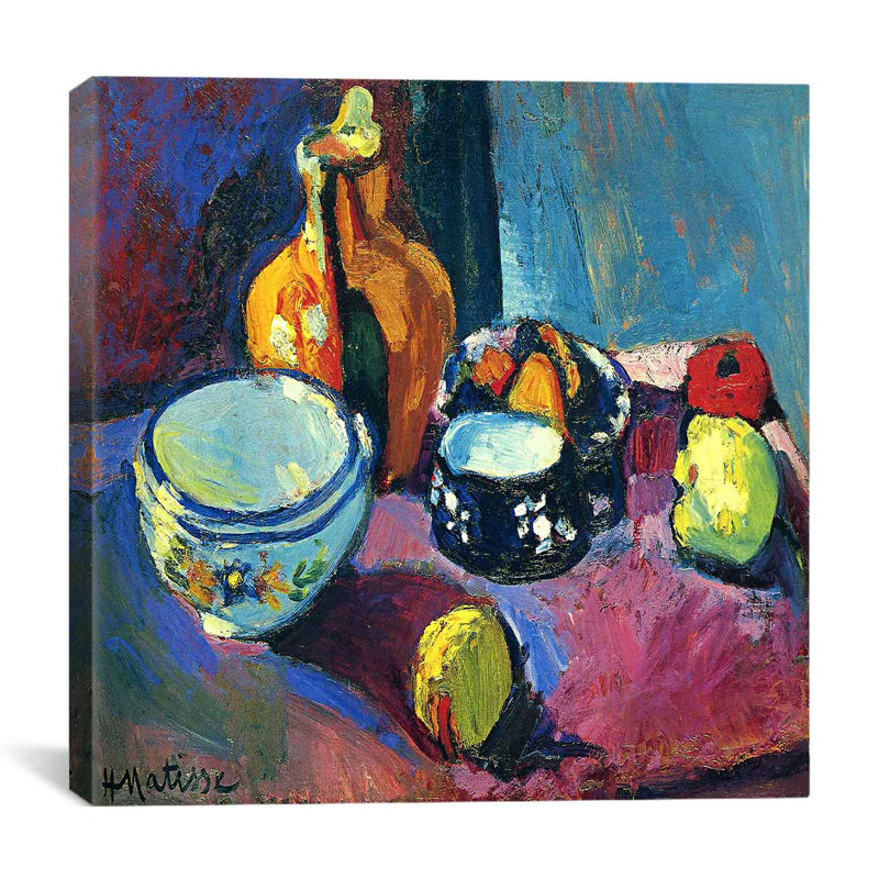 " Dishes & Fruit " by Henri Matisse, 12" H x 12" W x 0.75" D