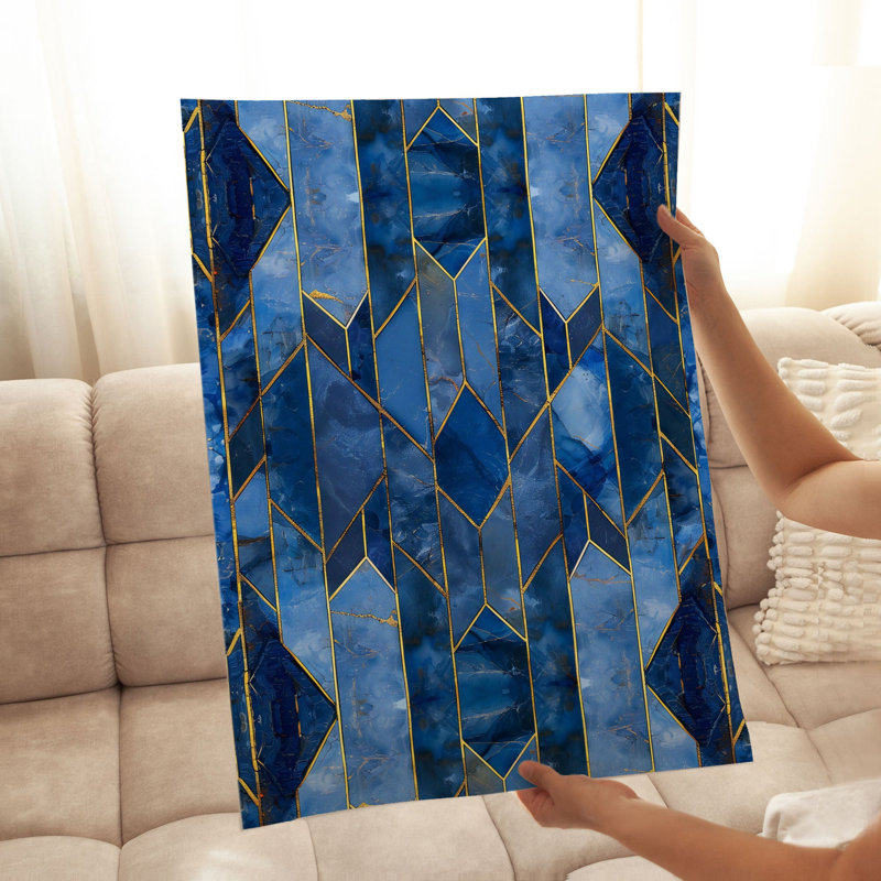 Motif géométrique abstrait bleu I, reproduction d'art moderne sans cadre, H 30 po x l 20 po