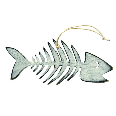 Ornement en bois rustique poissons os