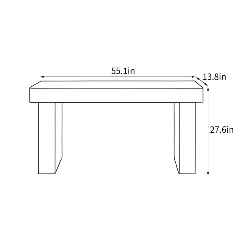Console noire de style Wabi-sabi, H 27,6 po x L 55,1 po x l 13,8 po