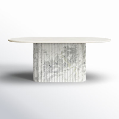 Holloman 74'' Oval Marble Dining Table