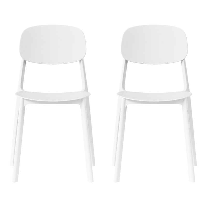 Chaise de salle à manger d'extérieur empilable, Blanc