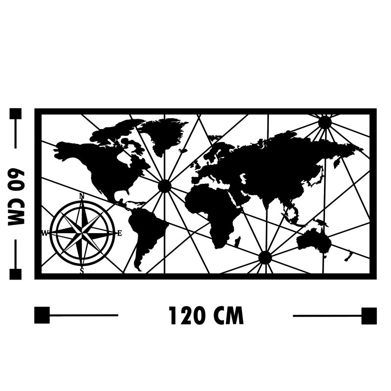 Elegant Black Decorative Metal Wall Accessory, 47.2 x 23.6 inches | 100% Metal, Thickness: 0.06 inches | Easy Wall Hanging Design | Stylish Home Decor for Living Room, Office, and Entryway | Durable & Modern