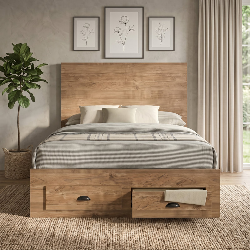 Ensemble de chambre à coucher Westbrook King 4 pièces Naturel, Naturel, Ensemble de 4 pièces : lit, table de chevet, comm