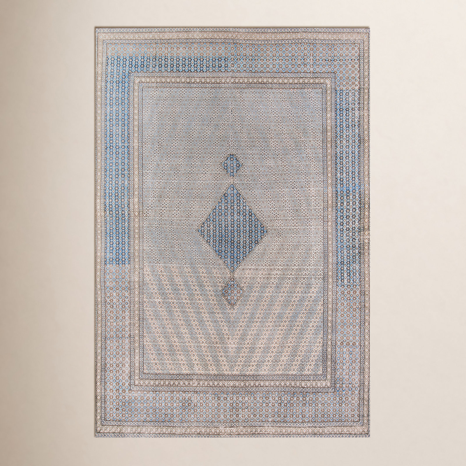 Favager Blue Light Brown Oriental Rug, Rectangle 10' x 14'