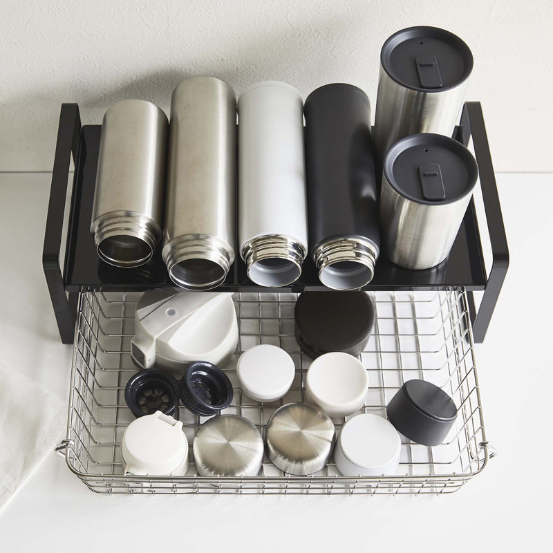 Black Expandable Countertop Organizer with Front Bar