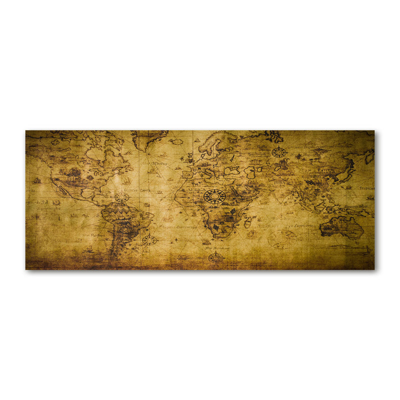 Old map of the world 1 Piece Wrapped Canvas Wall Art
