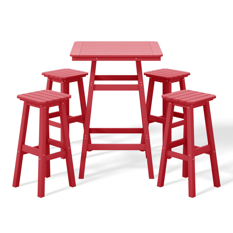 Laguna 5-Piece Square Bar Set, Red