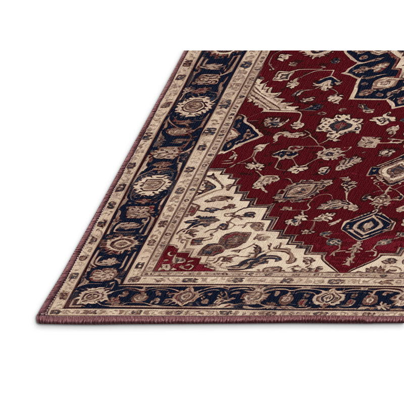 Tapis rouge persan lavable à la machine, Rectangulaire 8 pi x 10 pi