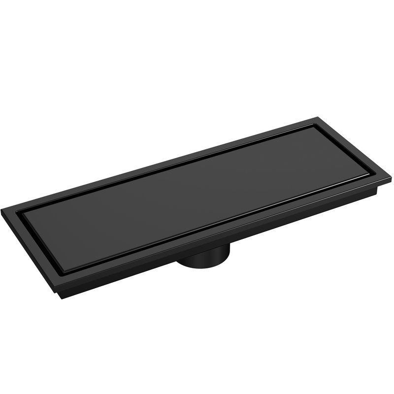 12" W Linear Grid Shower Drain, Matte Black