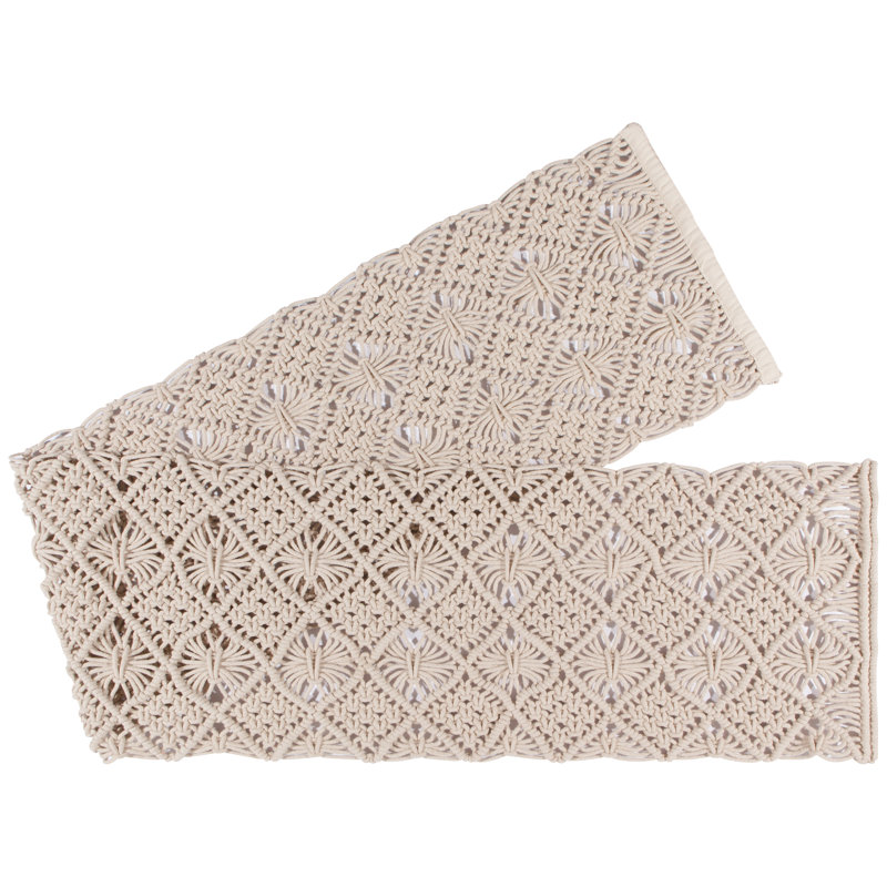 Kanesha Argyle 100% Cotton Table Runner, Natural
