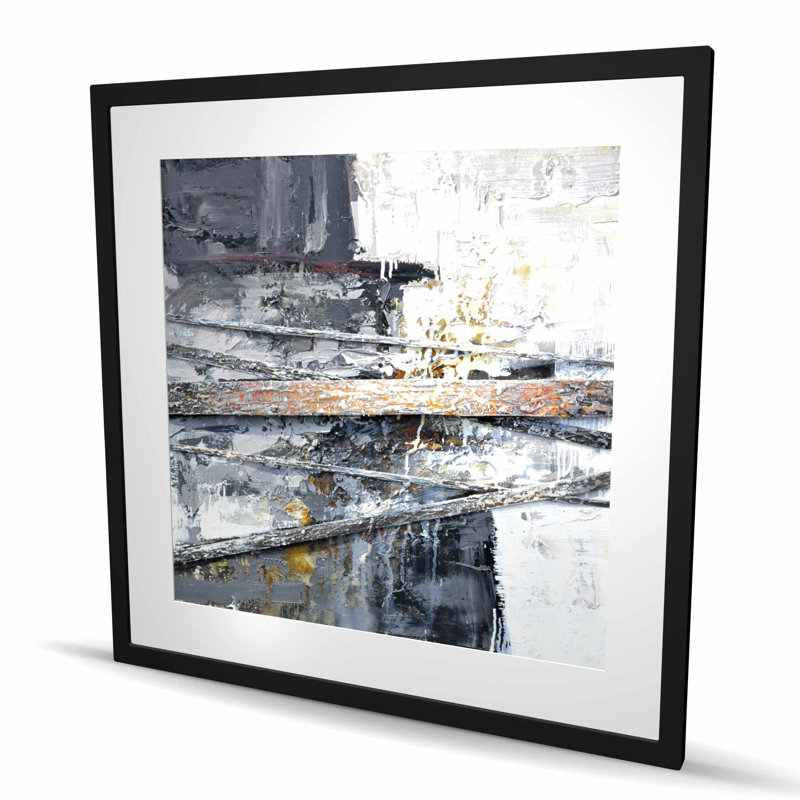Peinture texturée à rayures éclaboussantes | Imprimé abstrait pour chambre à coucher, H 36 po x l 36 po