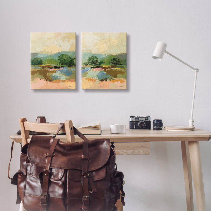 Across the River Landscape, ensemble de 2 reproductions d'art sur toile par Silvia Vassileva, H 20 po x l 16 po