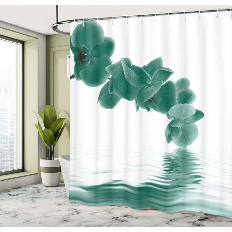  Rideau de douche avec crochets inclus, H 70 po x l 69 po, Bleu-vert