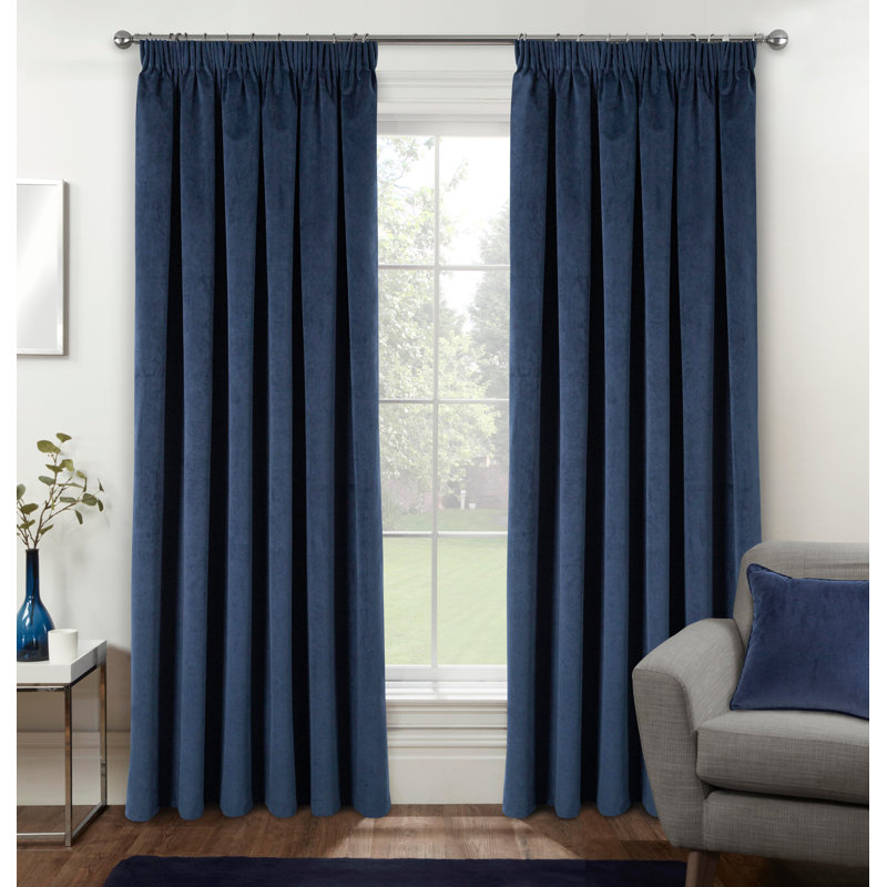 Alene Blackout Curtain Panel Pair, 168cm Width x 229cm Drop, Navy, 2